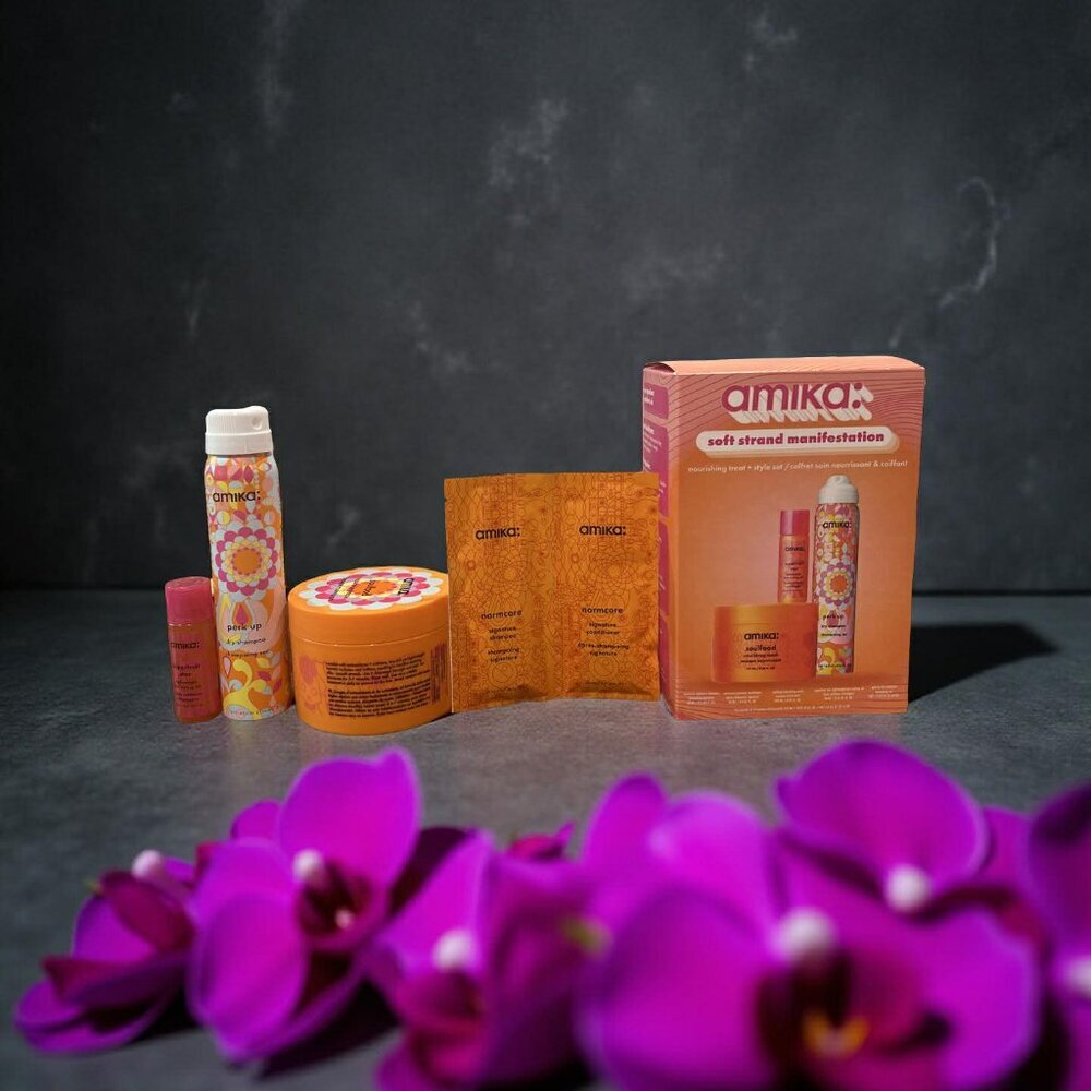 Amika Soft Strand Manifestation Set  Soulfood Mask, Superfruit Shampoo Perk up